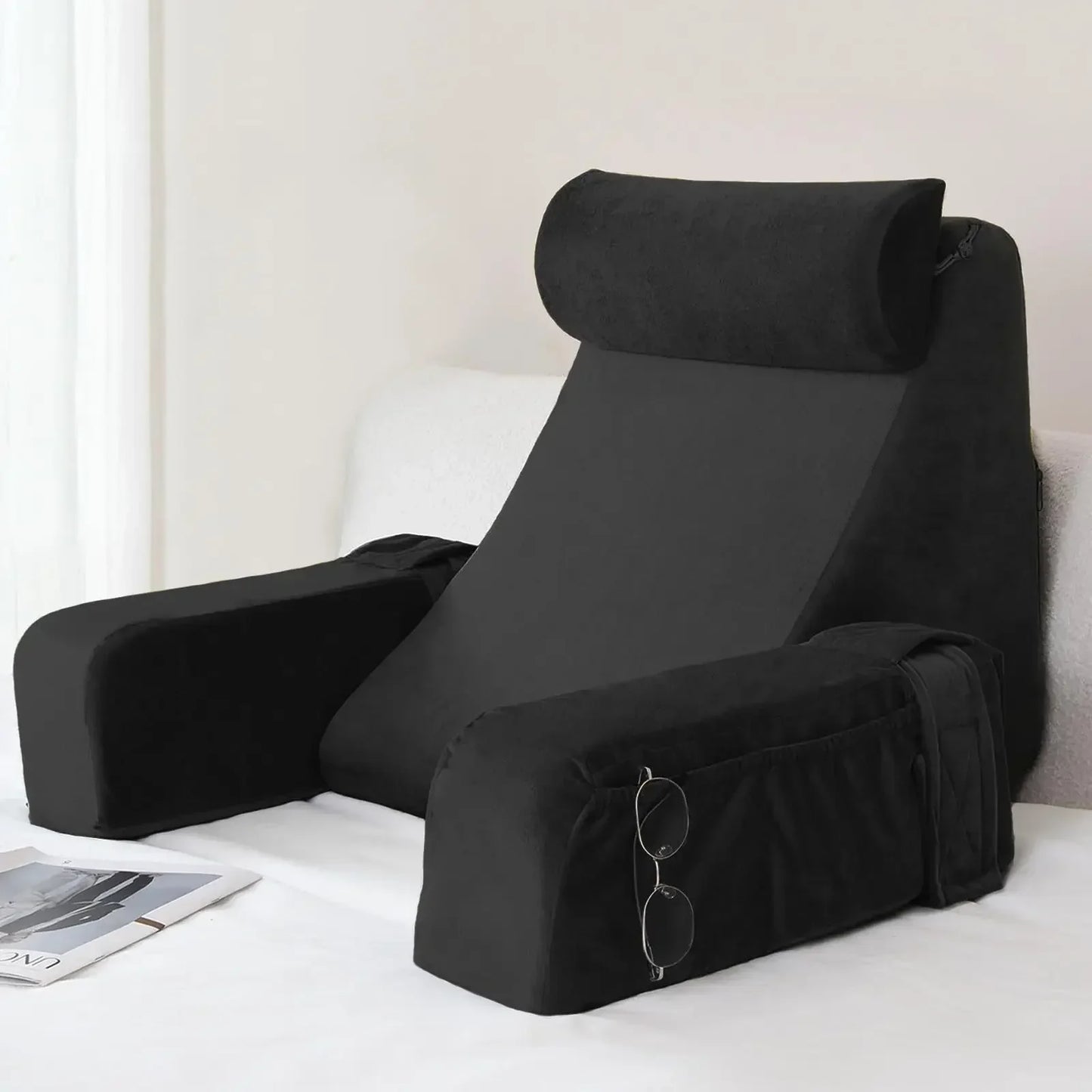 Reading Pillow for Bed, Extra Large Arm Rest  Memory Foam.
