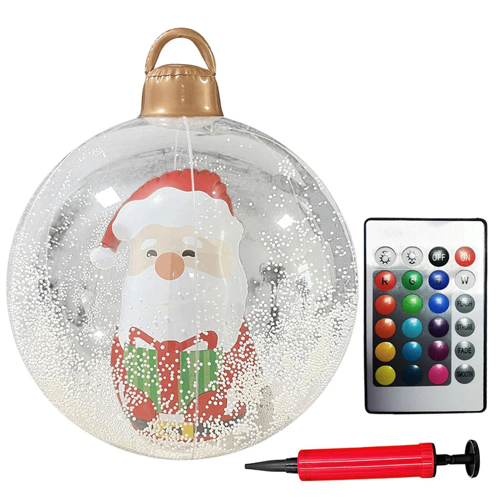 60cm PVC Inflatable Christmas Balls Toys Light Up Giant Christmas Inflatable Ball Xmas Tree Ornaments Christmas Decoration 2024