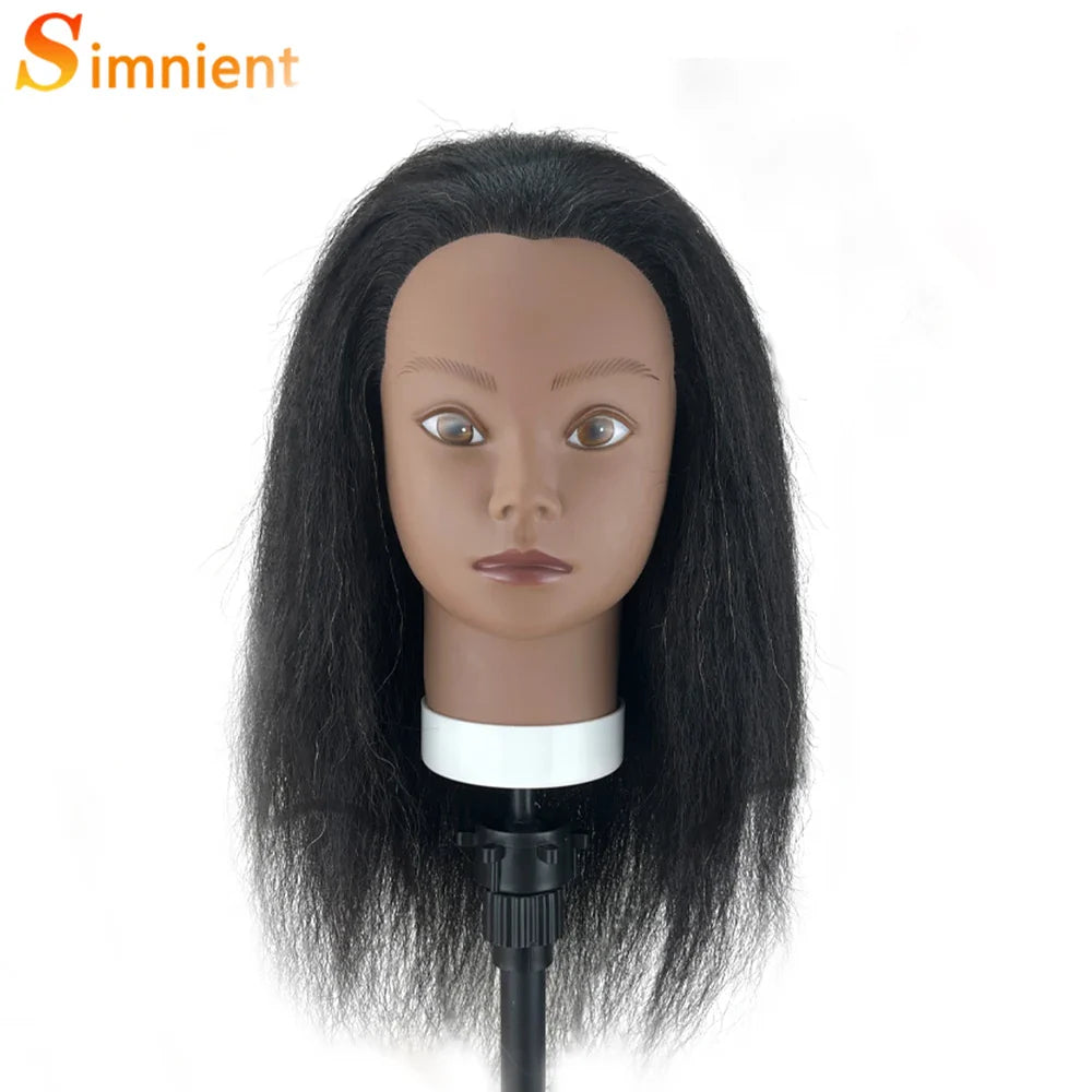 Female African Mannequin Head With 100% Real Hair, For Styling Braiding.