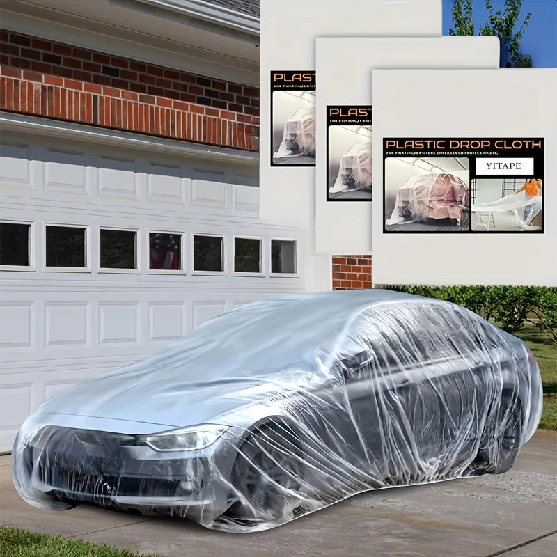 3PCS Large Disposable Plastic Dust Cover Transparent Furniture Protector Sheet for Painting Moving Gardening 4x5M 5x7M Gear