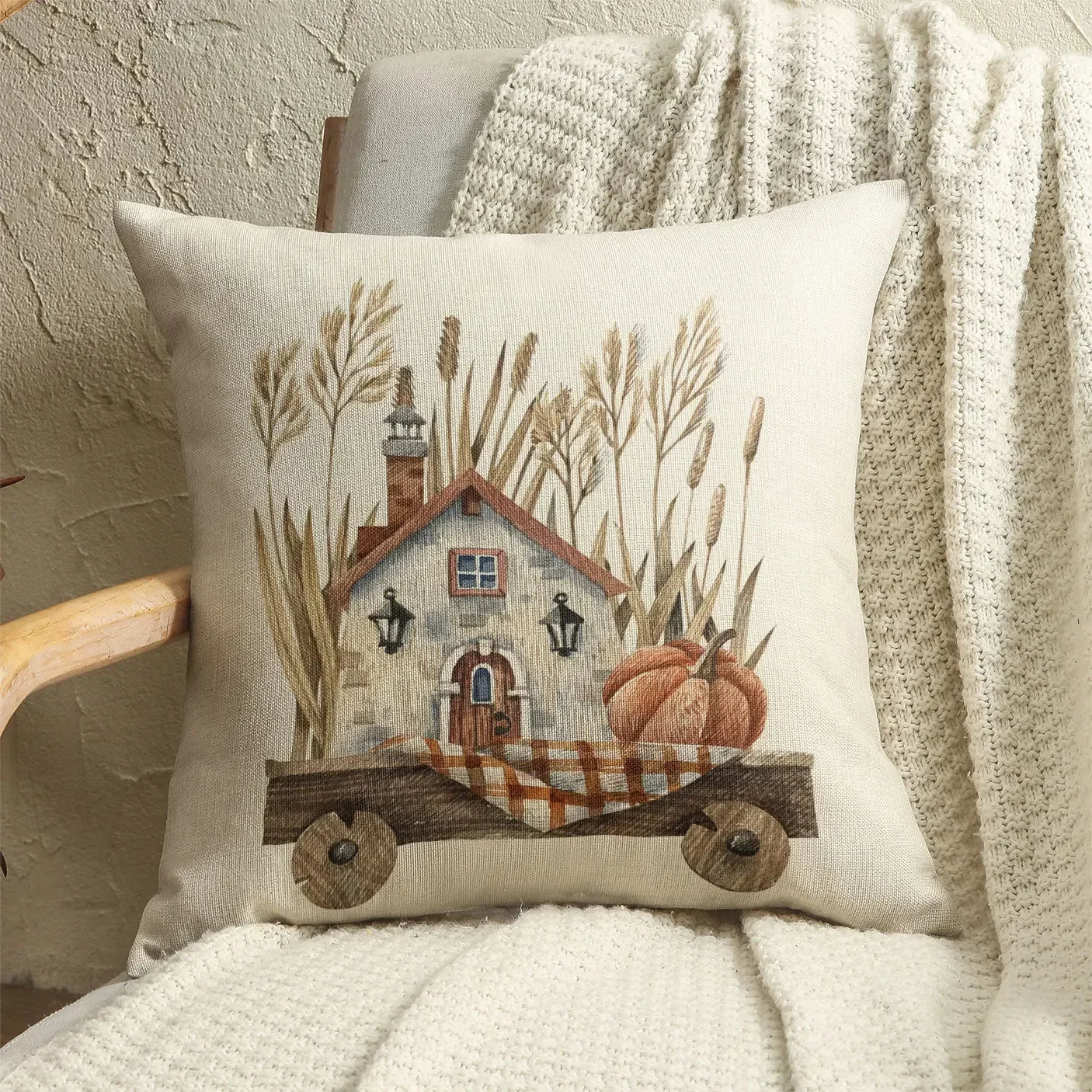 Pumpkin Car Sunflower pillows Thanksgiving Day Pillowcase Happy Autumn Cushion Cover Cotton Linen Sofa home decorations pillows