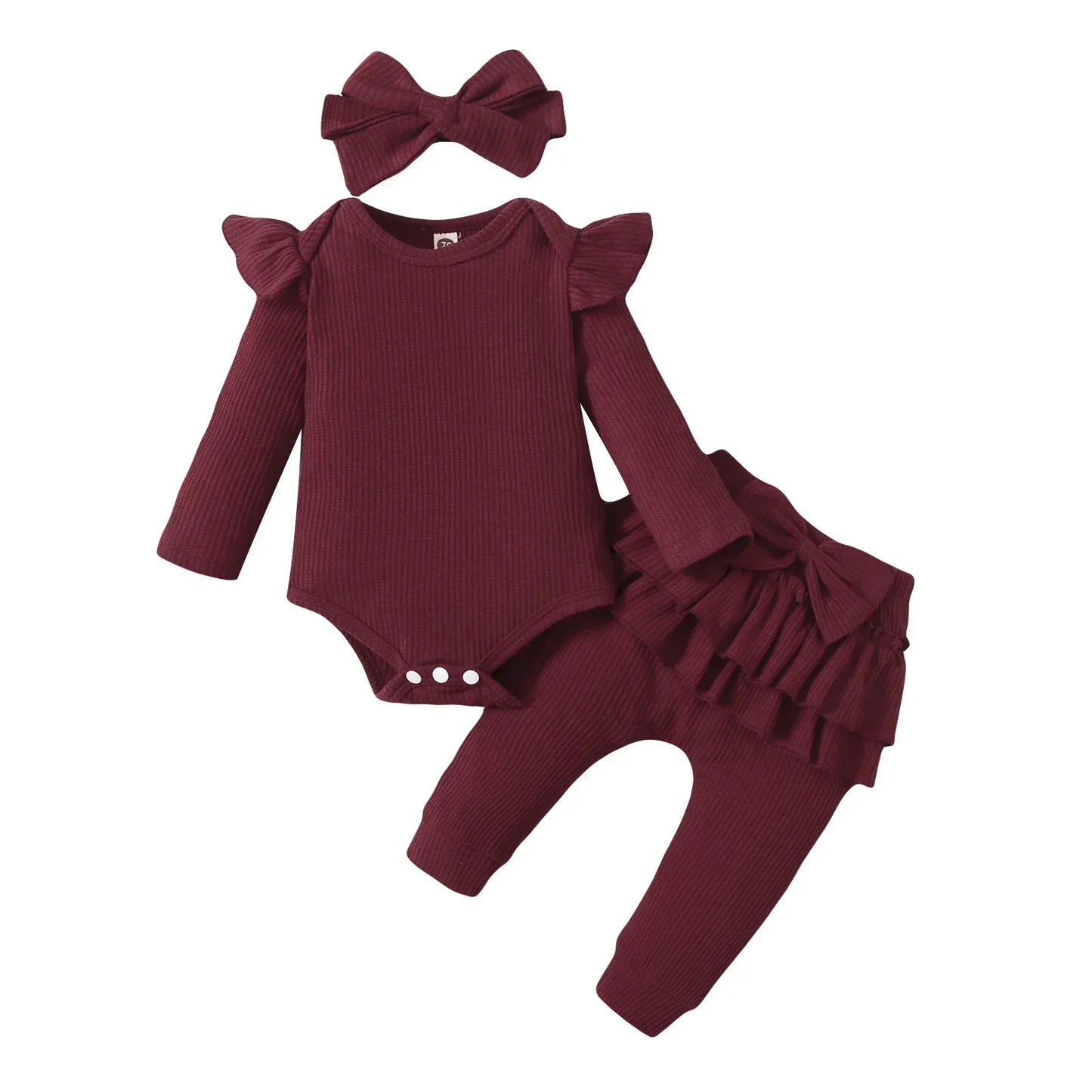 3Pcs Newborn Girl Clothes Ruffle Button Romper + Floral Print Pants Baby Girl Clothes Set Infant Kids Clothing Fall Baby Outfits