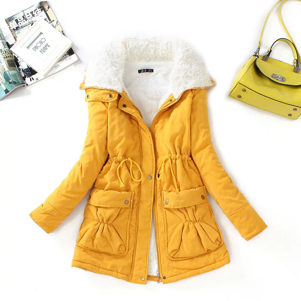Fitaylor Winter Cotton Coat Women Slim Snow Outwear Medium-long Wadded Jacket Thick Cotton Padded Warm Cotton Parkas