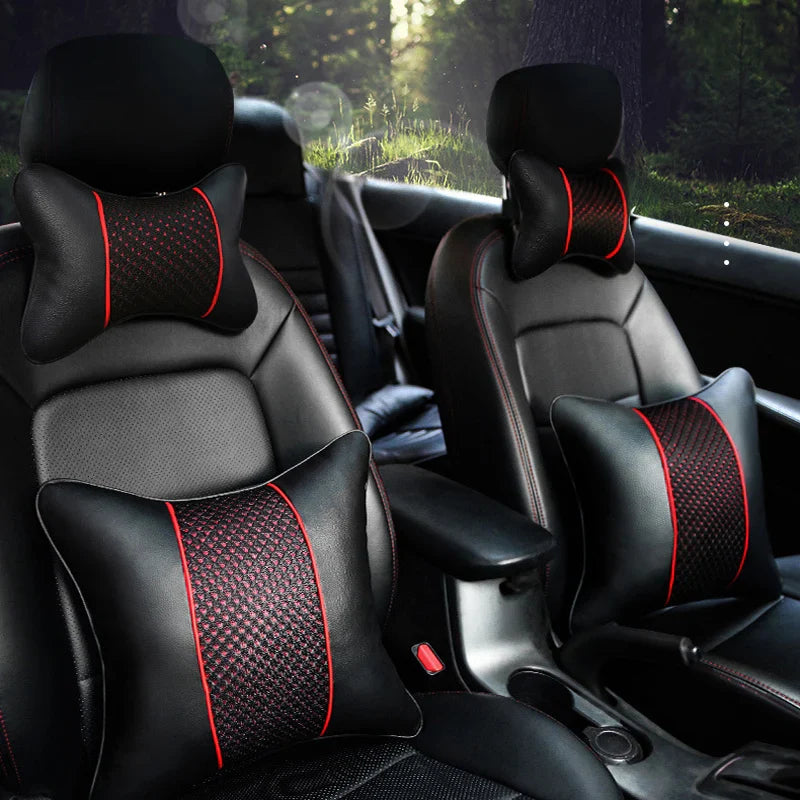 Car Neck Pillows Both Side Pu Leather 1pcs Pack Headrest For Head Pain Relief Filled Fiber Universal Car Headrest Pillow
