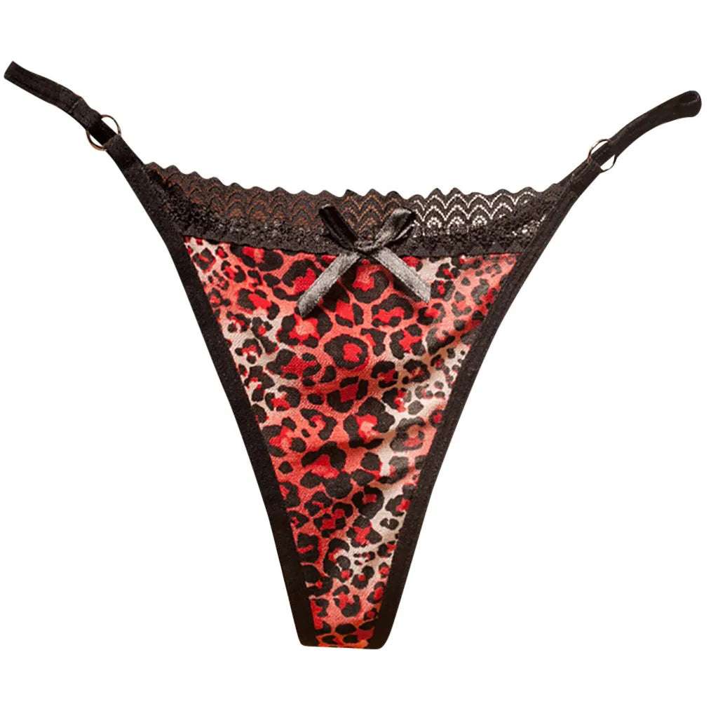 Mesh Lace Thongs Sexy Leopard Printed Underwear Sheer Women Low-Waist Panties Valentines Lingerie Set Sexy Lingerine Outfit