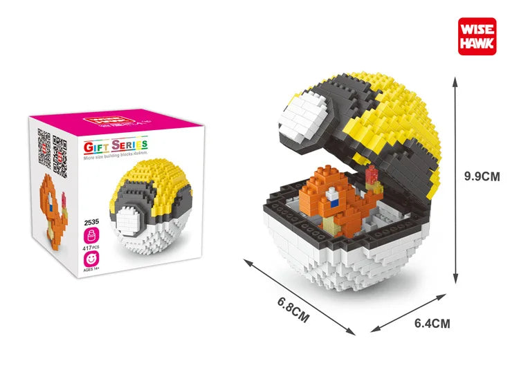 Poke Ball Micro Building Blocks Pikachu Eevee Charmander Psyduck Magikarp Lapras DIY Pokemon Mini Brick Figures Toys For Kids