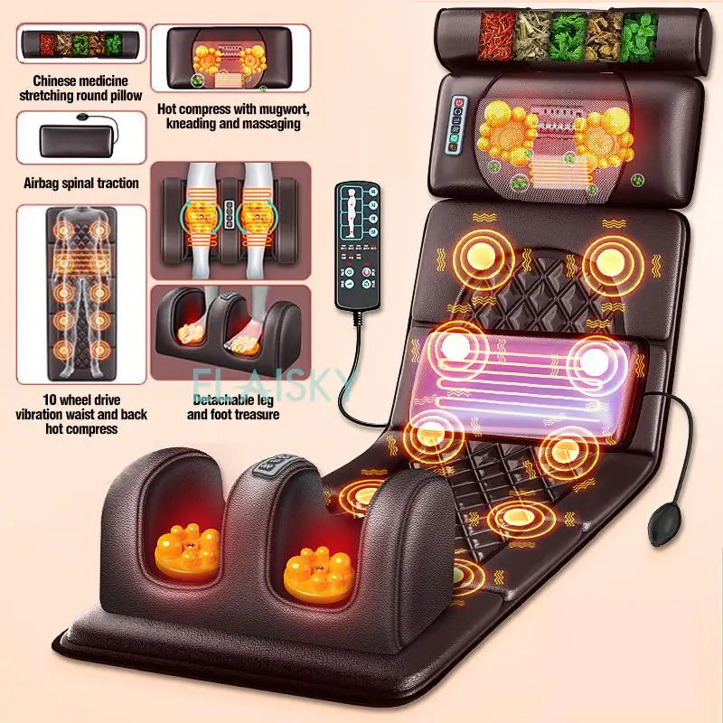 From USA Electric Massage Mattress Vibrating Heating Infrared Massager Cushion For Neck Back Foot Full Body Pain Stress Relief