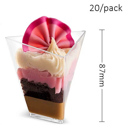 20 Pieces x Home Party Disposable Plastic Tableware Supplies, 70*44mm/60ml Petal Dessert Cake Bowl