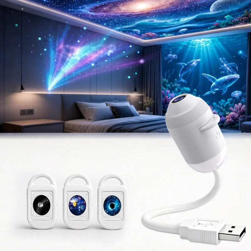 HD 4K Star Galaxy Projector Light 24 In 1 360 Degree Rotatable USB Holographic Night Lamp Eye Friendly Ambient Light For Bedroom