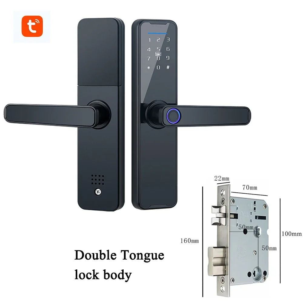 Tuya App Electronic Digital Smart Door Lock Biometric Fingerprint Password Remote Unlocking Keyless Office Apartment Door Lock