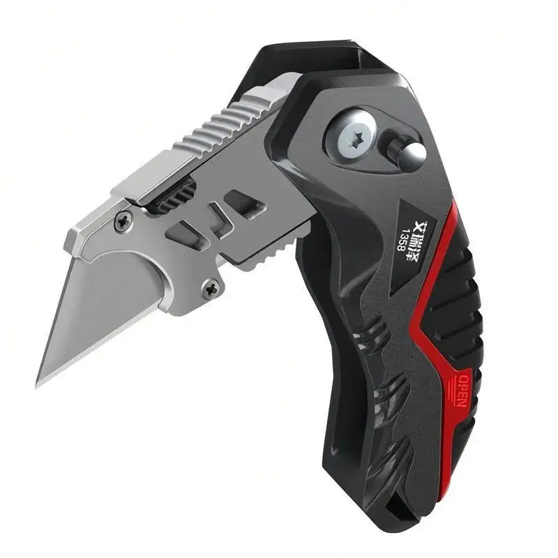 Folding Utility Knife Replaceable Blade Cutter for Cable Cartons Cardboard Boxes Sharp Durable with Safety Lock Easy Blade Chang