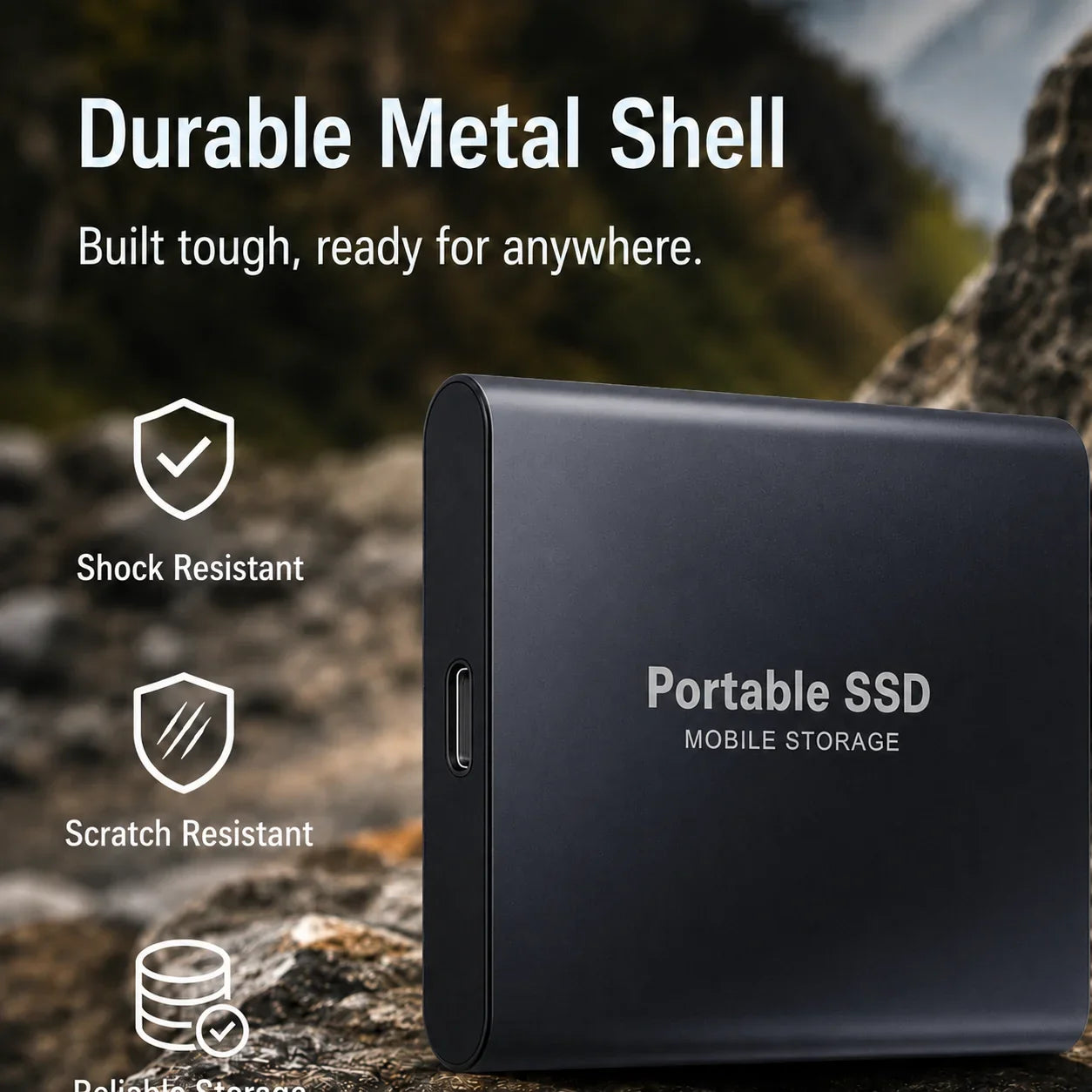 High Efficiency External Hard Disk Mobile Solid State Drive 1TB 2TB TPYE-C Storage Device For Data Backup