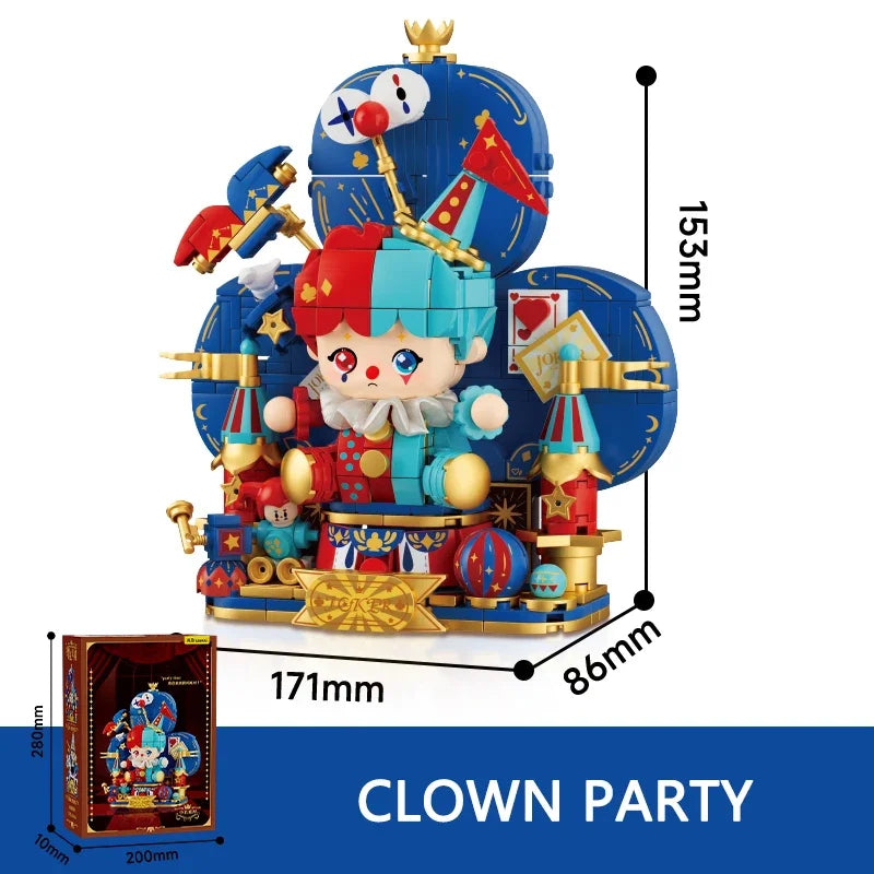 Creative Cartoon Poker Face Building Block Lovely King Queen Knight Joker Big Head Figures Model Bricks Kids DIY Toys Gifts