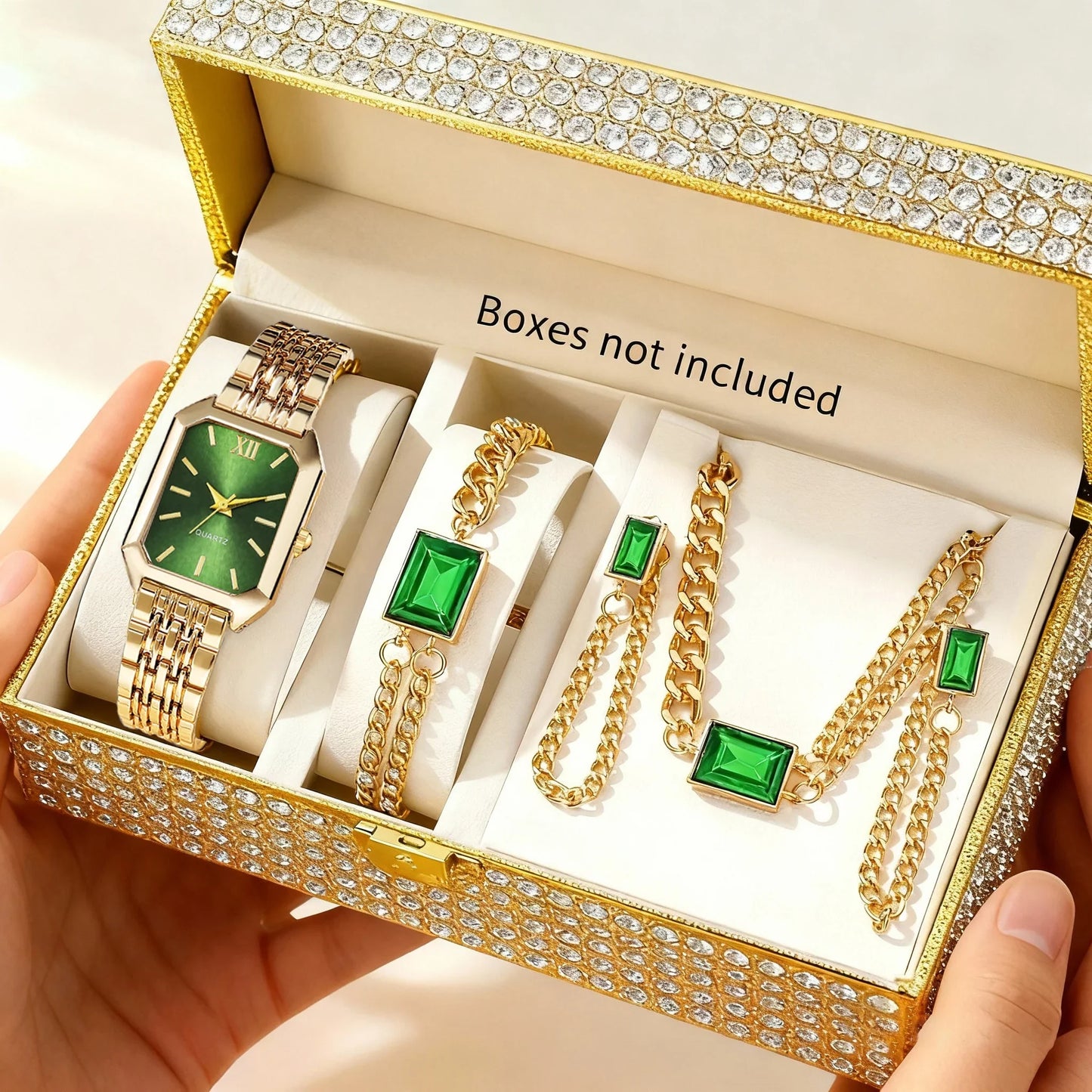 5PCS/Set Elegant Rectangle Women Watches, Fashion Ladies Quartz Wristwatch Jewelry Set.