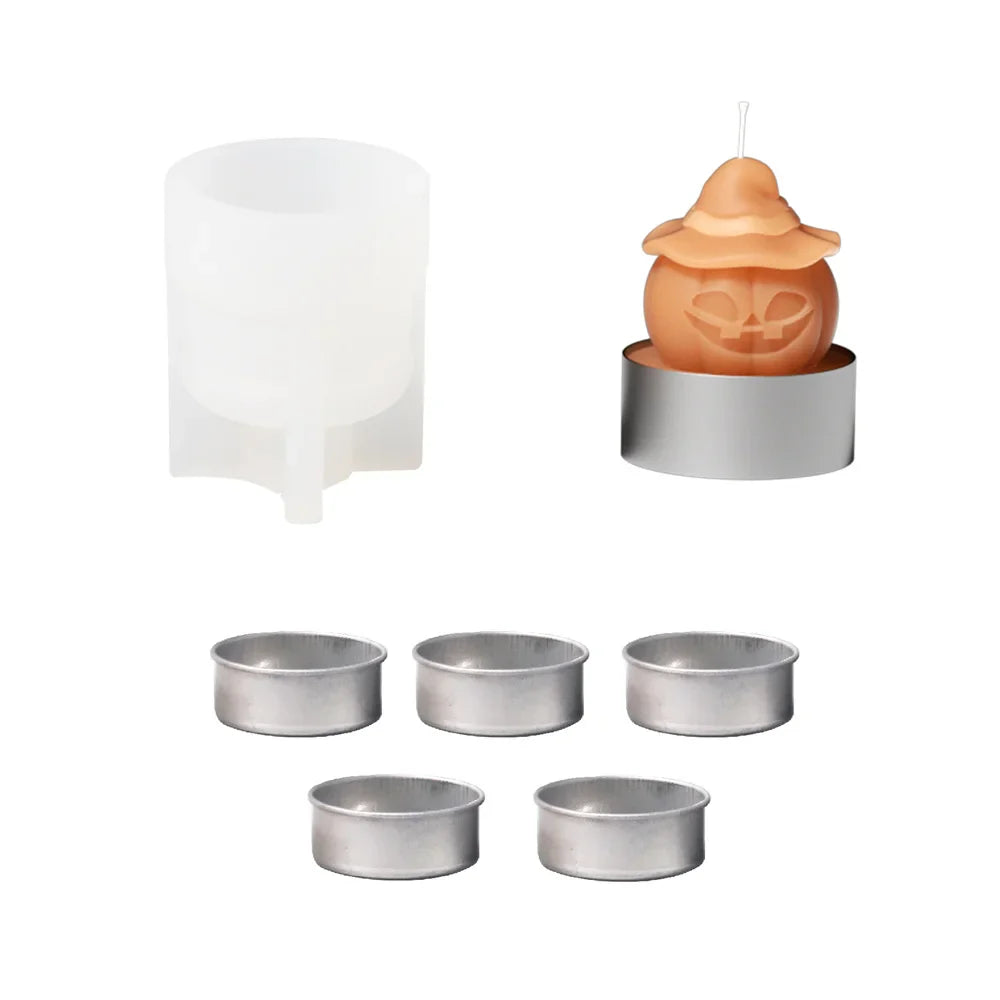 Nicole Spooky Pumpkin Tealight Candle Mold Halloween Silicone Molds for Candles Halloween Home Decor