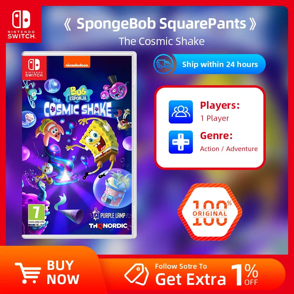 Nintendo Switch Game Deals -  SpongeBob SquarePants: The Cosmic Shake -  Support TV Tabletop Palm Game Mode