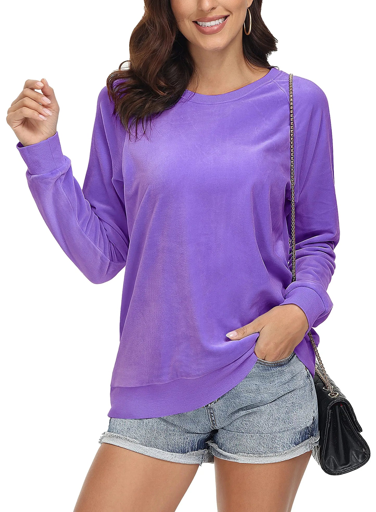 TACVASEN Spring Lightweight Crew Neck Pullover Womens Casual Soft Fuzzy Sweatshirts Warm Hoodies Sweet Streetwear Sports Tops