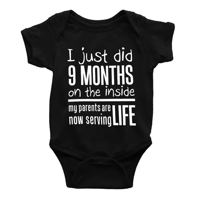 Funny "I Just Did 9 Months" Letter Print Newborn Bodysuit Casual Short Sleeve Jumpsuit Infant Baby Boys Girls Outfit Baby Onesie