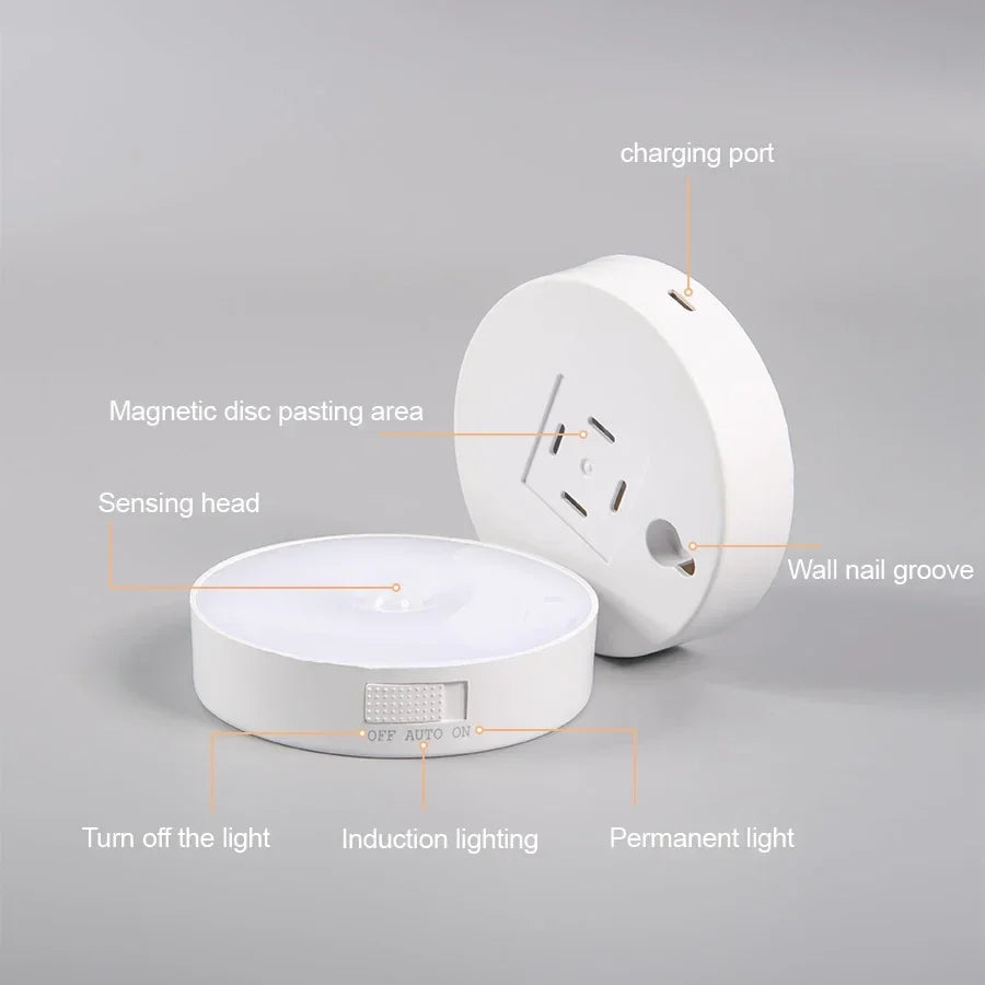 Motion Sensor Light USB Rechargeable Night Light LED Lamp for Kitchen Bedroom Stairs Hallway Cabinet Closet Wardrobe Nightlight
