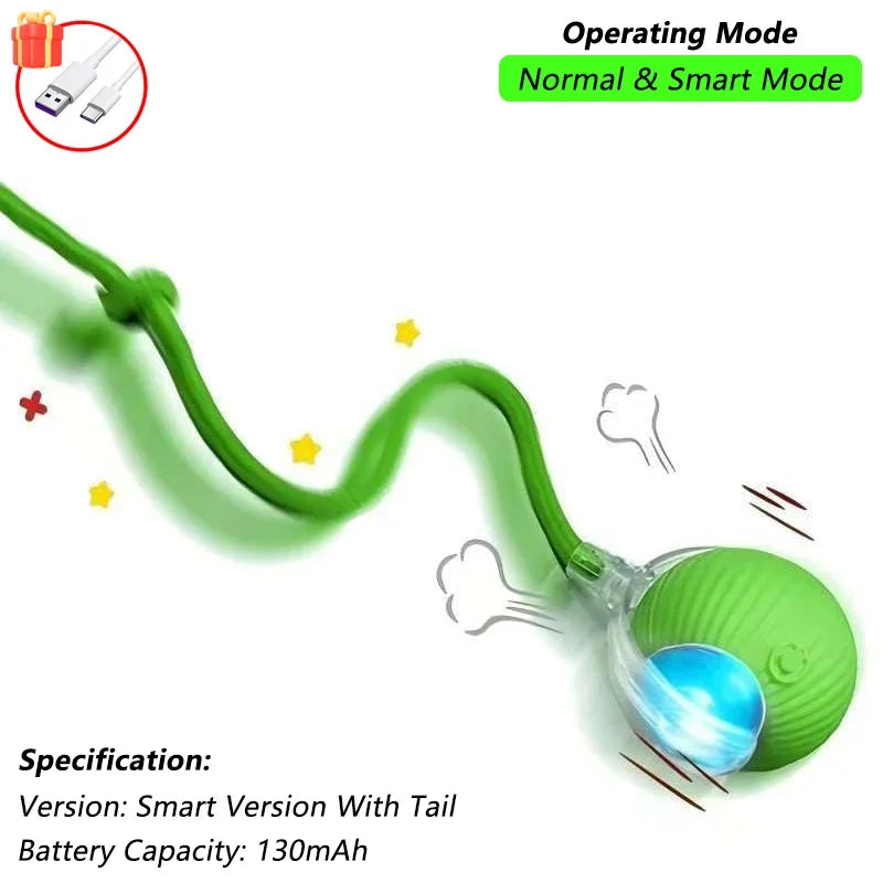 iLMH 1/2 PCS Cat Interactive Ball Toy Automatic Rolling Ball Faux Tail Rechargeable Smart Pet Electric Toy Pet Toy Imitate Mouse
