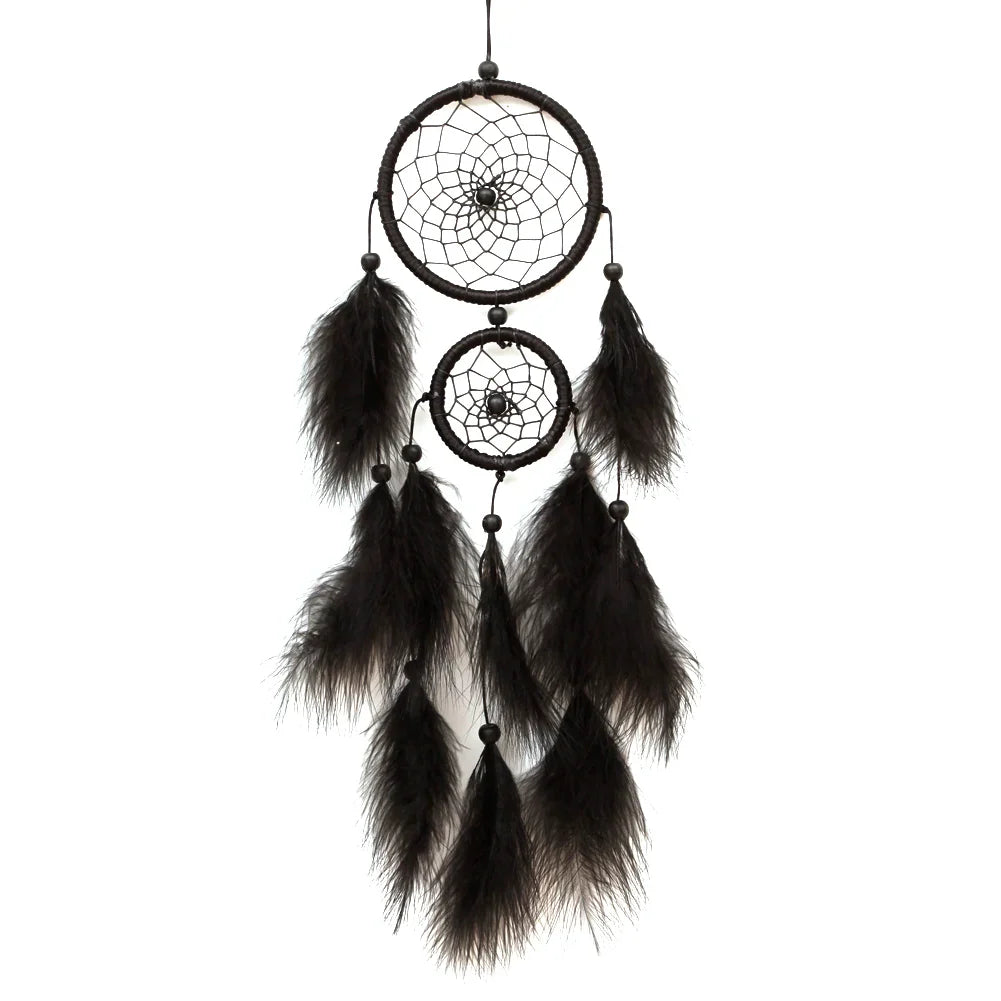 Feather Crafts Dream Catcher Brown Wind Chimes Handmade Dreamcatcher Net for Wall Hanging Car Home Decoration