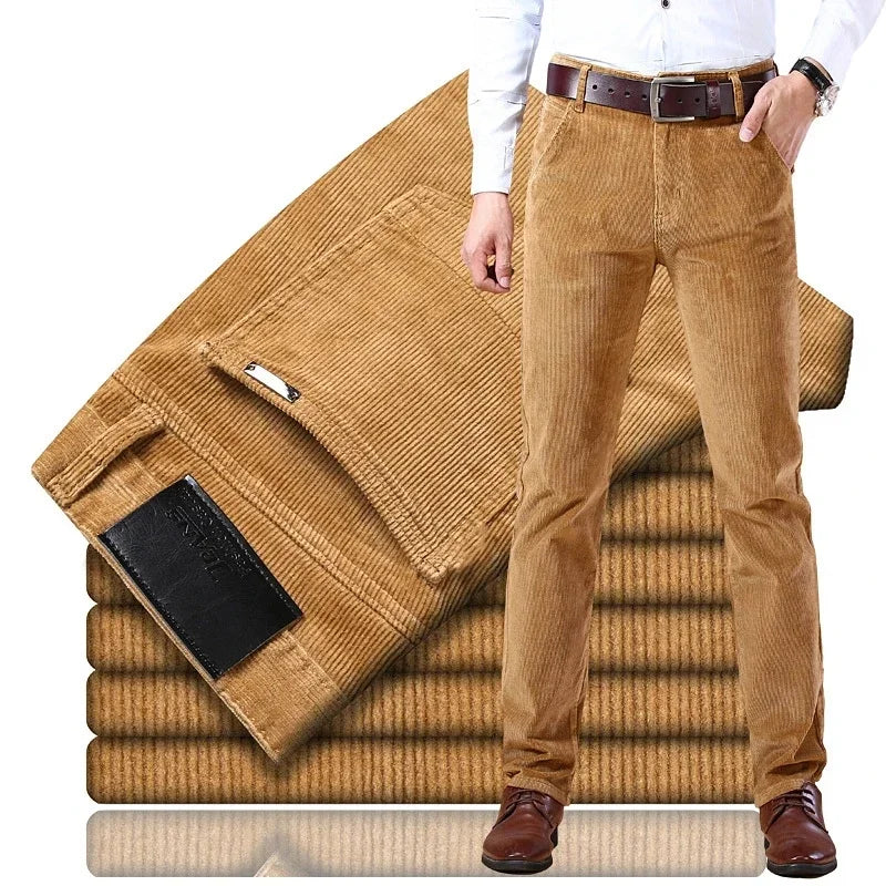 6 Color Men Corduroy Casual Pants, 2022 Autumn Winter New Style Business, Fashion Stretch Regular Fit Trousers Male Clothes.