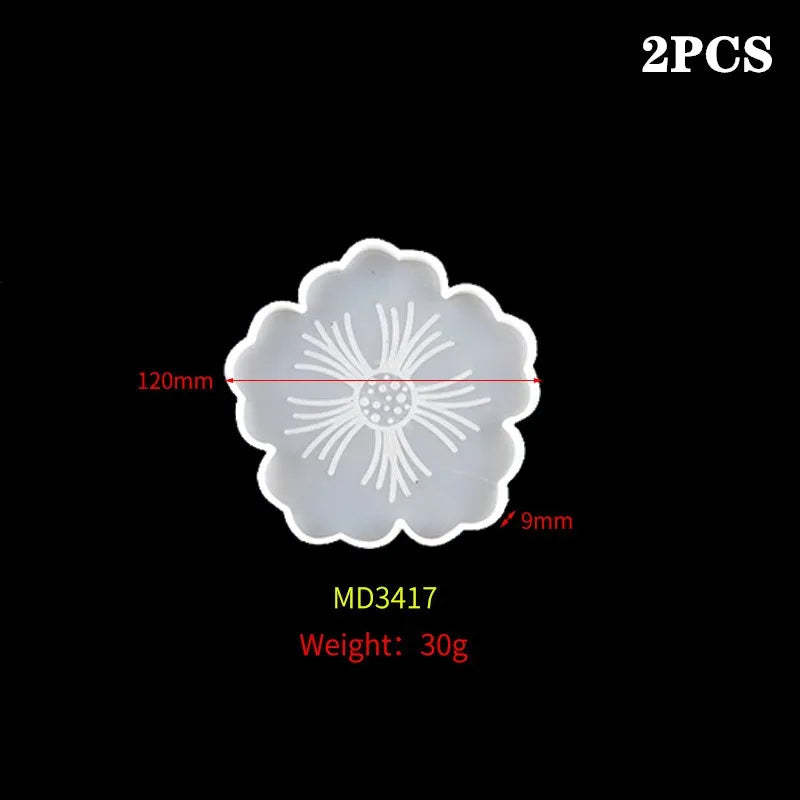 Flower Tea Cup Pad Molds Set DIY Handmade Crystal Big Flower Plate Clay Epoxy uv Resin Mold Silicone Craft Mold Art Home Decorat
