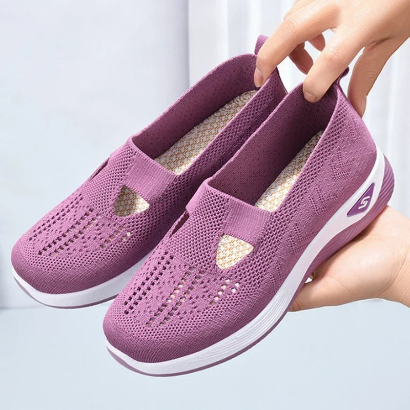 2025 Spring Women's Sports Shoes Mesh Fashionable Breathable Lightweight Non-slip Wear-resistant Casual Sports Shoes Flat Shoes