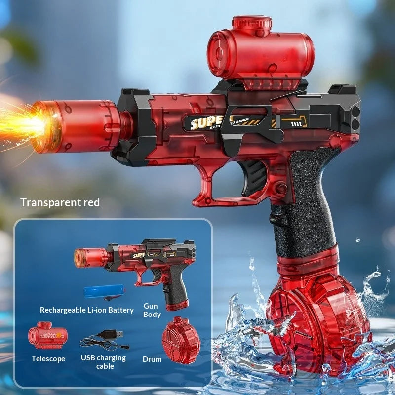 Electric Water Gun with Flashing Function Continuous Spray Water Gun Summer Outdoor Game Water Gun Children's and Adult Toy Gift