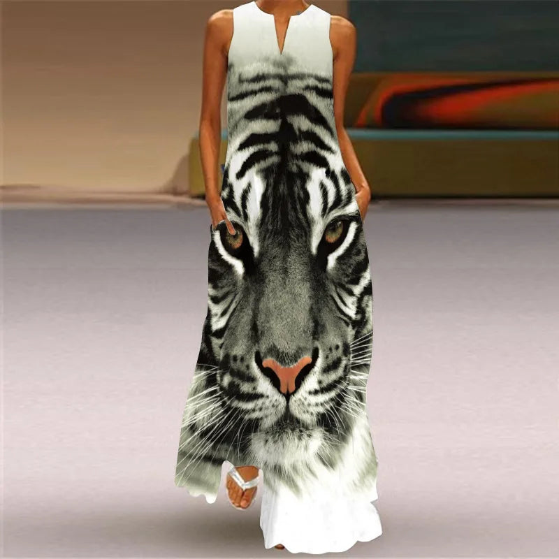 Retro Party Style Robe Holiday V Collar Sexy Feather Printing Dresses Elegant Women's Boho Beach Faldas Largas Vestidos Robe