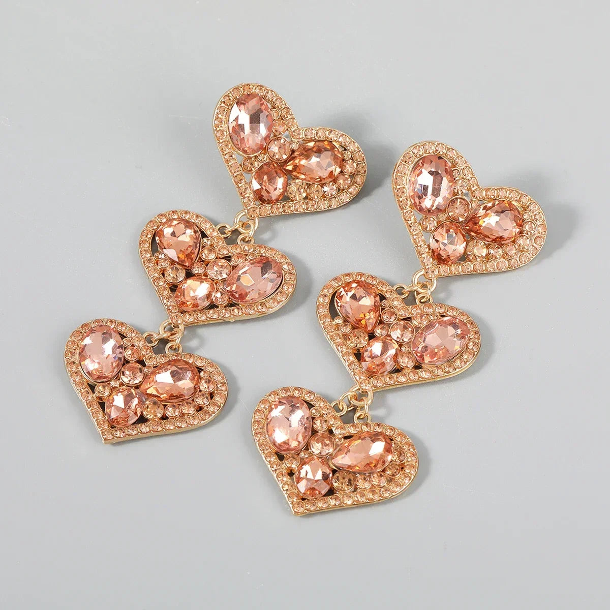 New Fashion women's Color Matching Big Rhinestone Love Heart-shaped Star Drop Earrings women's Jewelry Temperament Accessories