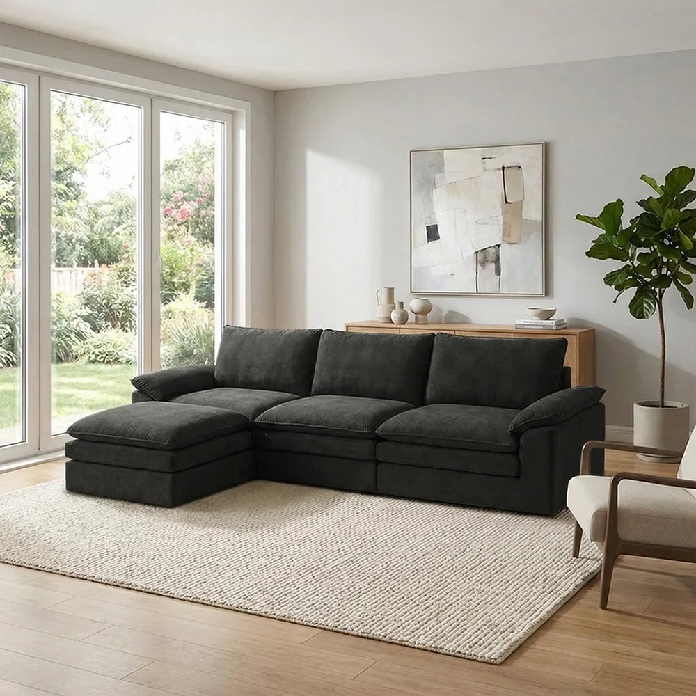 Modern Cloud Modular Sofa Set, Soft Thick Memory Foam, Frameless Couch with Pillows, Easy Assembly for Living Room Bedroom
