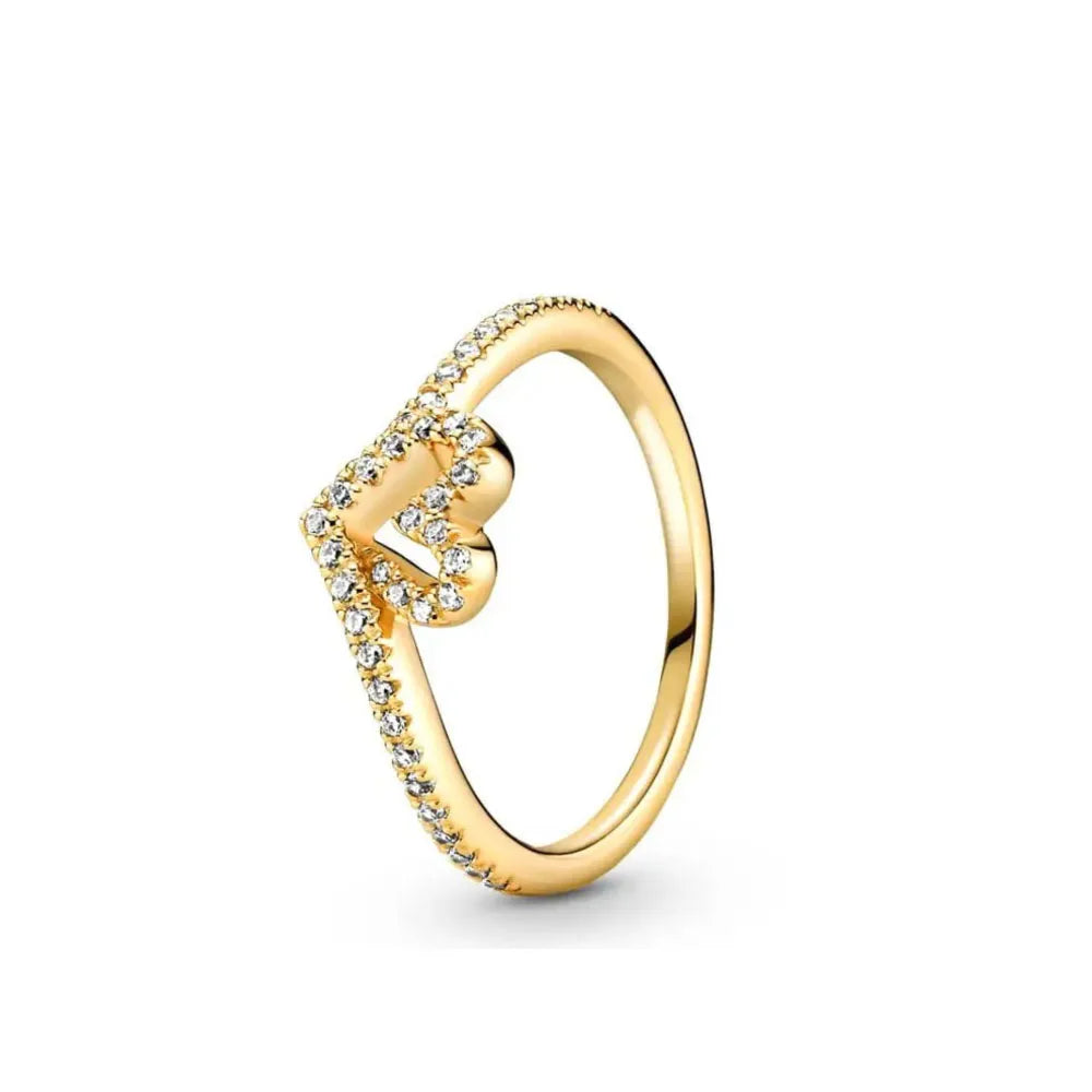 Gold Color Sun Heart Bow Size 6 7 8 9 Ring Rings for Trenday Women