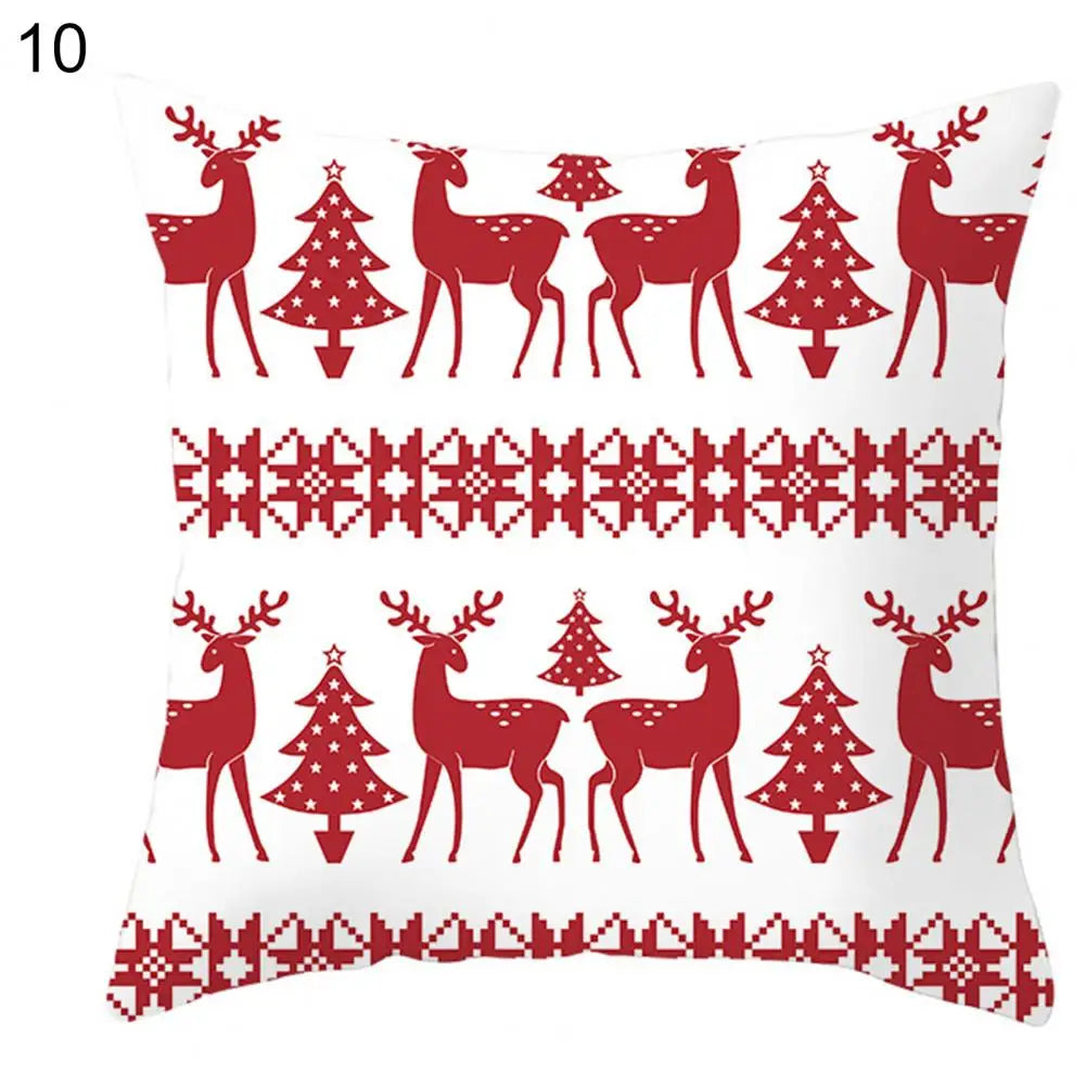 Useful Christmas Pillow Cover Smooth Christmas Pillowcase Breathable Christmas Sofa Chairs Pillow Cover  Skin-friendly