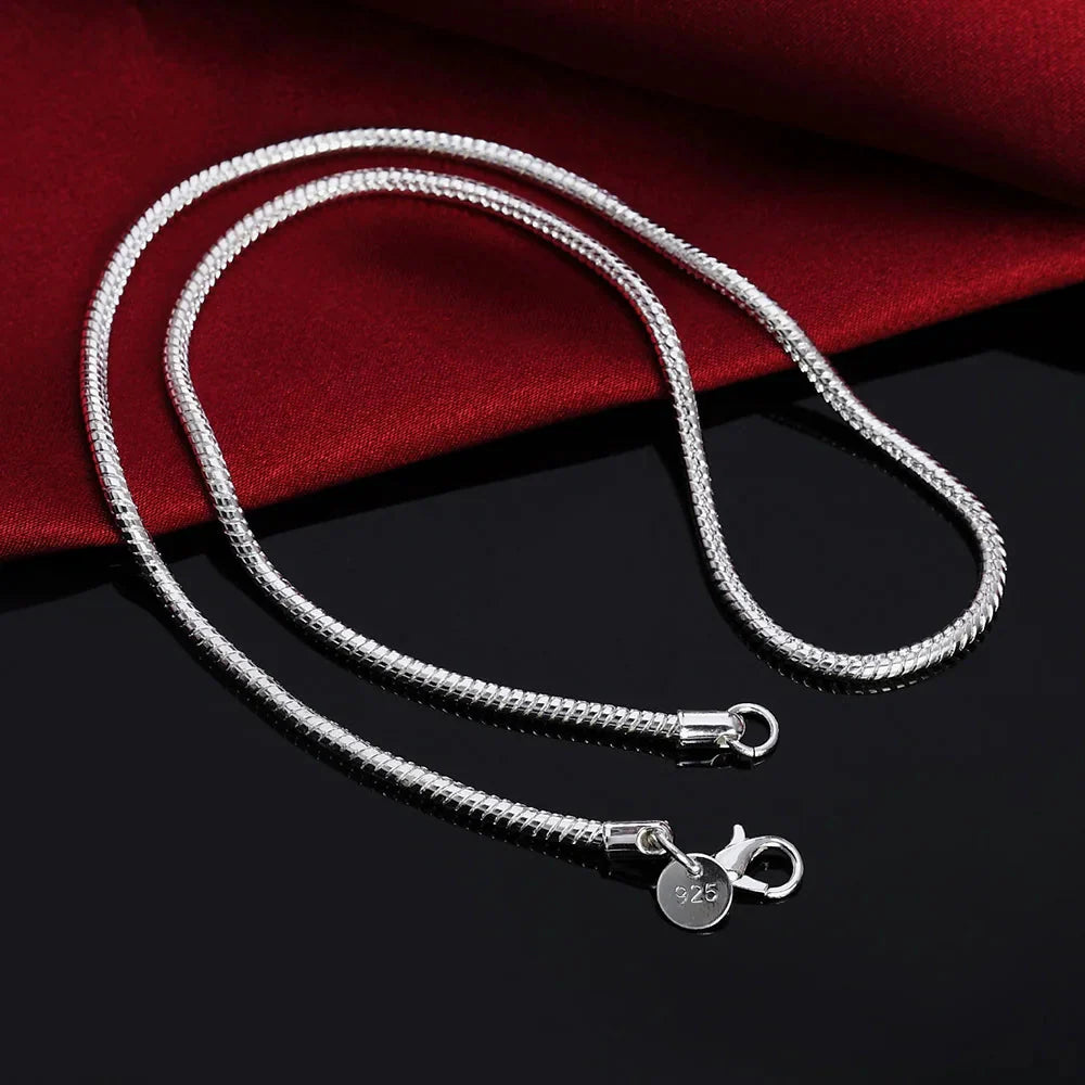 Silver Color Solid Snake Chain Necklace Fashion Jewelry For Pendant