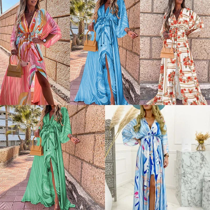 Women's Sexy V-neck Strap Single Breasted Beach  Women's Dress