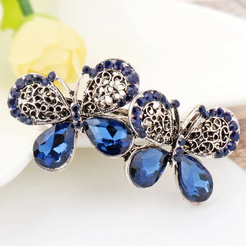 EASYA New Vintage Crystal Barrettes Hair Accessories Women Girls Elegant Butterfly Leaf Bowknot Hairpins Headwear Jewelry