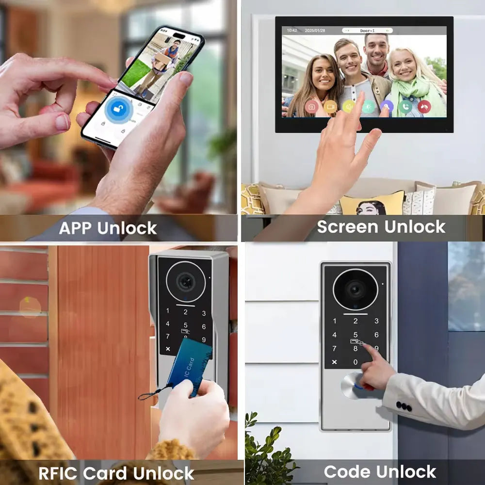 7/10inch Touch Screen 5G WiFi Video Doorbell 2-Wire TUYA Smart 1080P Camera Video Doorphone Intercom Password IC Card APP Unlock