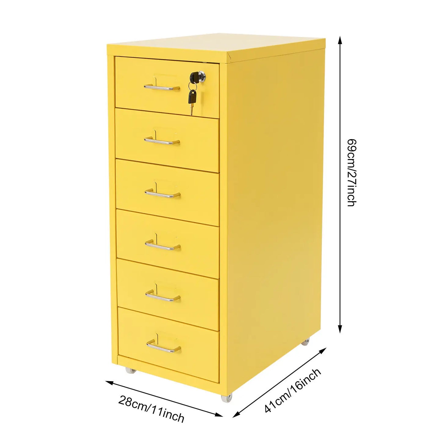 Vertical File Cabinet with Lock 6-Drawer Metal Rolling Storage Cabinet Mobile Organizer.