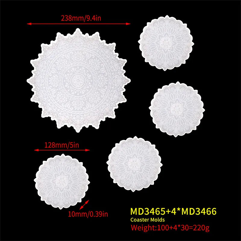 Flower Tea Cup Pad Molds Set DIY Handmade Crystal Big Flower Plate Clay Epoxy uv Resin Mold Silicone Craft Mold Art Home Decorat