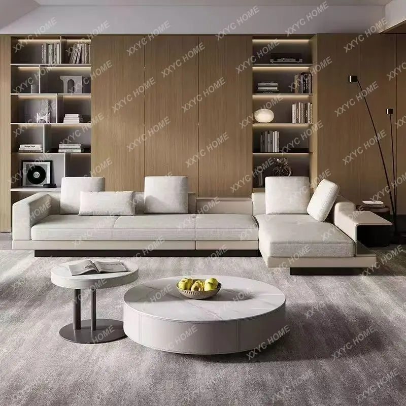 LX cotton and linen concubine fabric sofa light luxury large flat floor living room straight row combination sofa