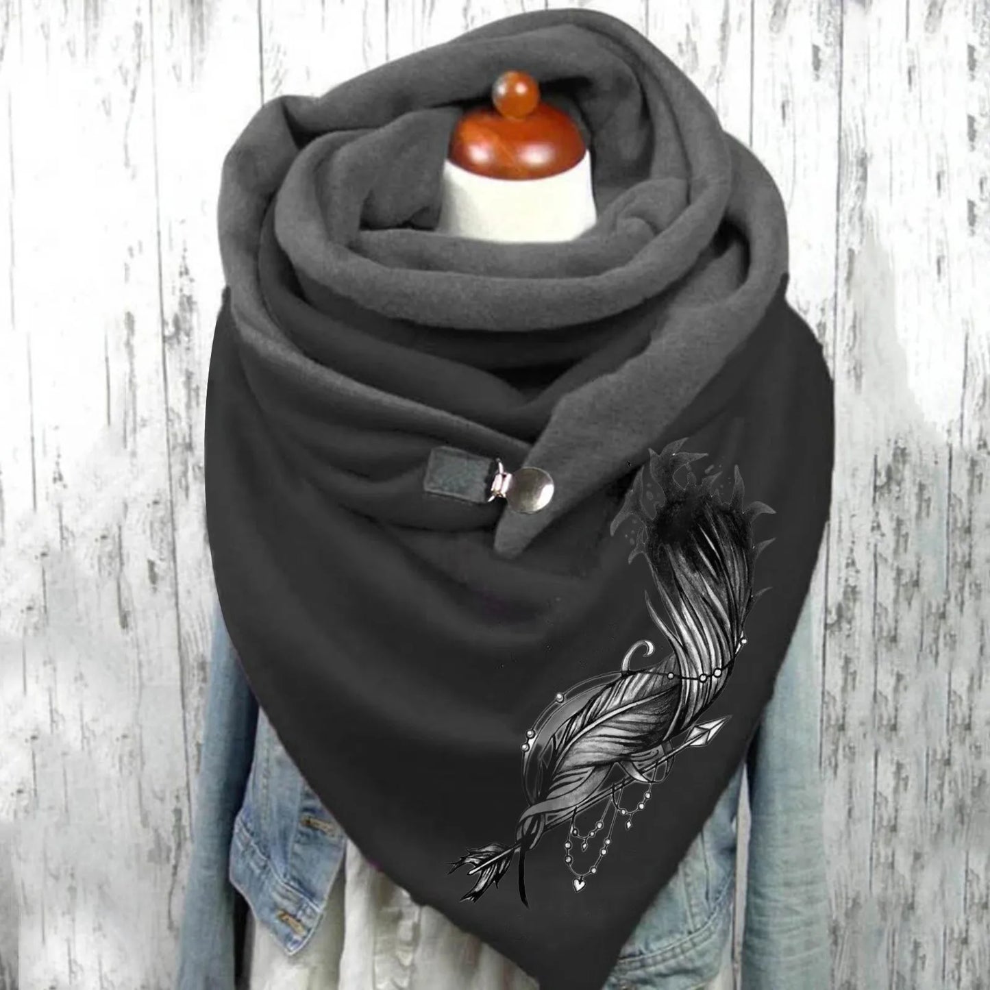 Fashion Scarf Graphic Music Note Print Square Scarves With Button Clasp Women Winter Warm Scarf Female Neck Warmer Blanket Wraps