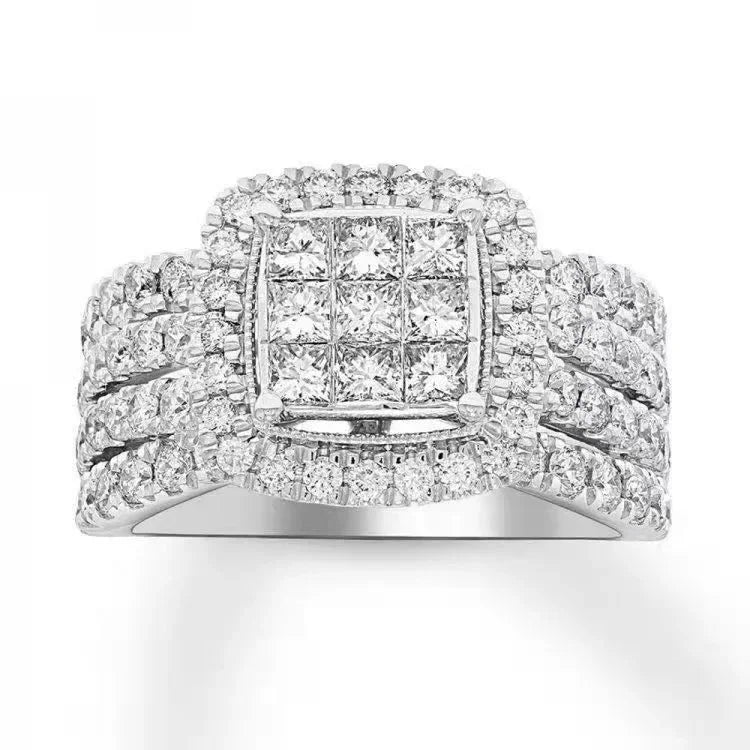 Hip Hop Style Trendy Men Rings, Iced Out Bling Cubic Zirconia Geometry Ring.
