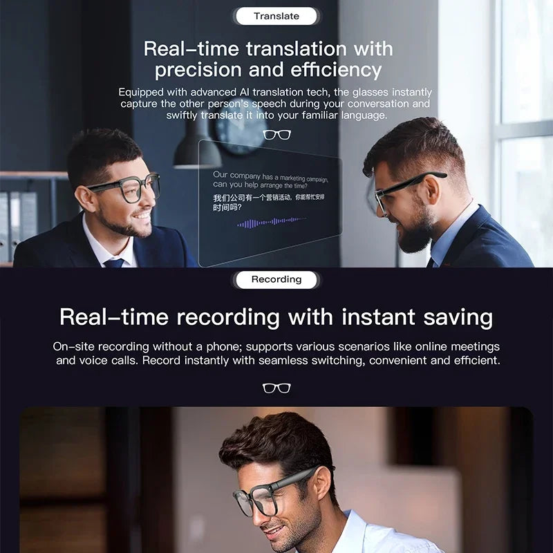 2026 4K HD AI Smart Glasses, New Bluetooth Call, Voice Assistant Control, Chat GPT, 800MP Camera, AI Translation Sunglasses Men Women.