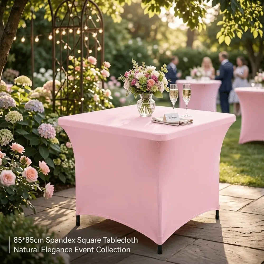 Stretch Spandex Square Tablecloth Wrinkle Resistant Solid Color Fitted Table Cloth Washable Elastic Table Cover Outdoor Event