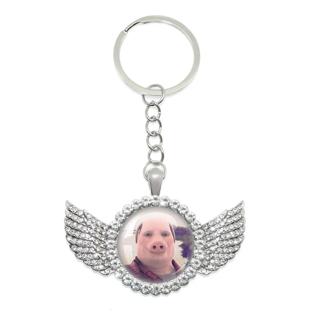 New John Pork Is Calling Answer Call Phone Humor Funny Pig Lover Graphic Meme Glass Dome Pendant Cabochon Keychain Jewelry Gifts
