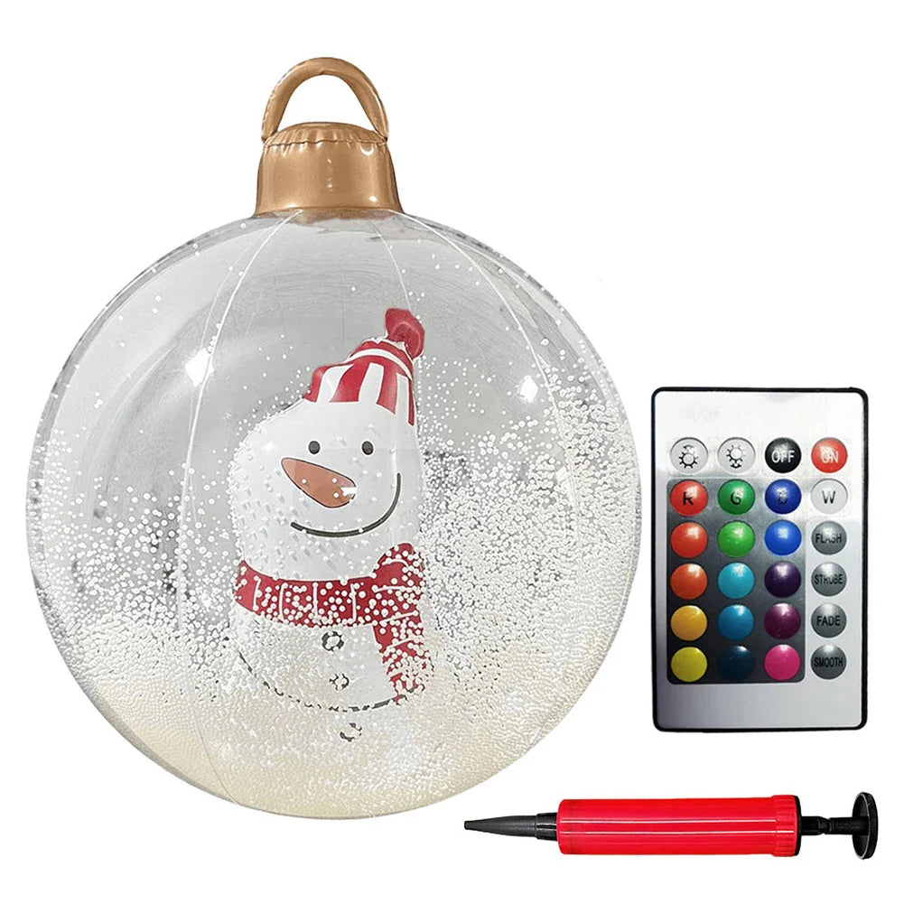 60cm PVC Inflatable Christmas Balls Toys Light Up Giant Christmas Inflatable Ball Xmas Tree Ornaments Christmas Decoration 2024