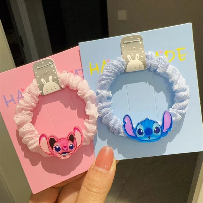 Disney Stitch Hair Ropes Cute Cartoon Angel Girl&Child Hair Accessories Ponytail Holder Fashion Hair Bands Kawaii Holiday Gifts