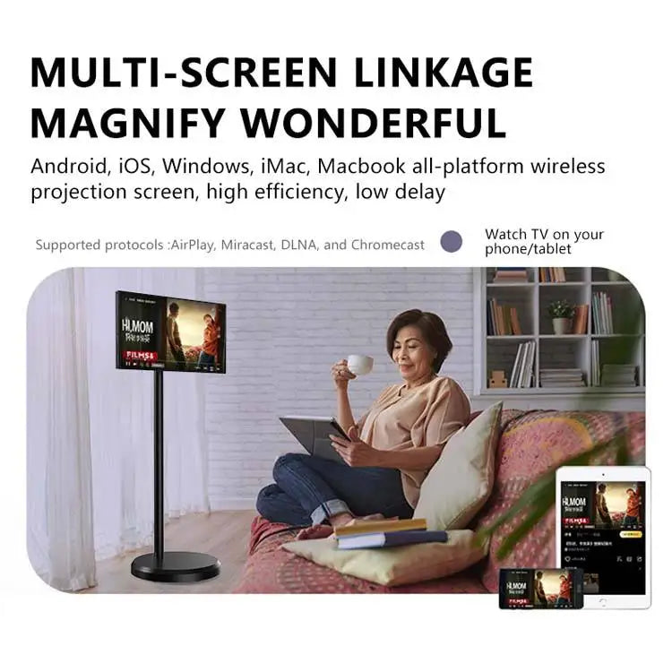 Rollable Smart Touch Screen Wireless Wifi Android 12 Gaming Monitor 21.5 Inch Camera Built-in Rechargeable Smart Portable Tv
