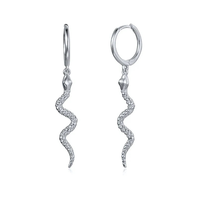 925 Sterling Silver Needle Pave Crystal Snake Type Stud Earrings for Women Simple Cute Animal Earrings Fashion Delicate Jewelry